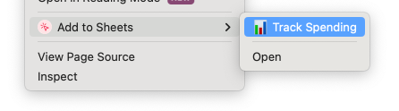 context menu with group