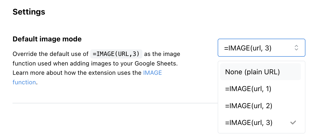 Default image mode setting